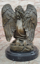 Art Nouveau Bronze Figure Praying Mourning Angel Signed Milo Angel Statue