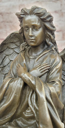 Art Nouveau Bronze Figure Praying Mourning Angel Signed Milo Angel Statue