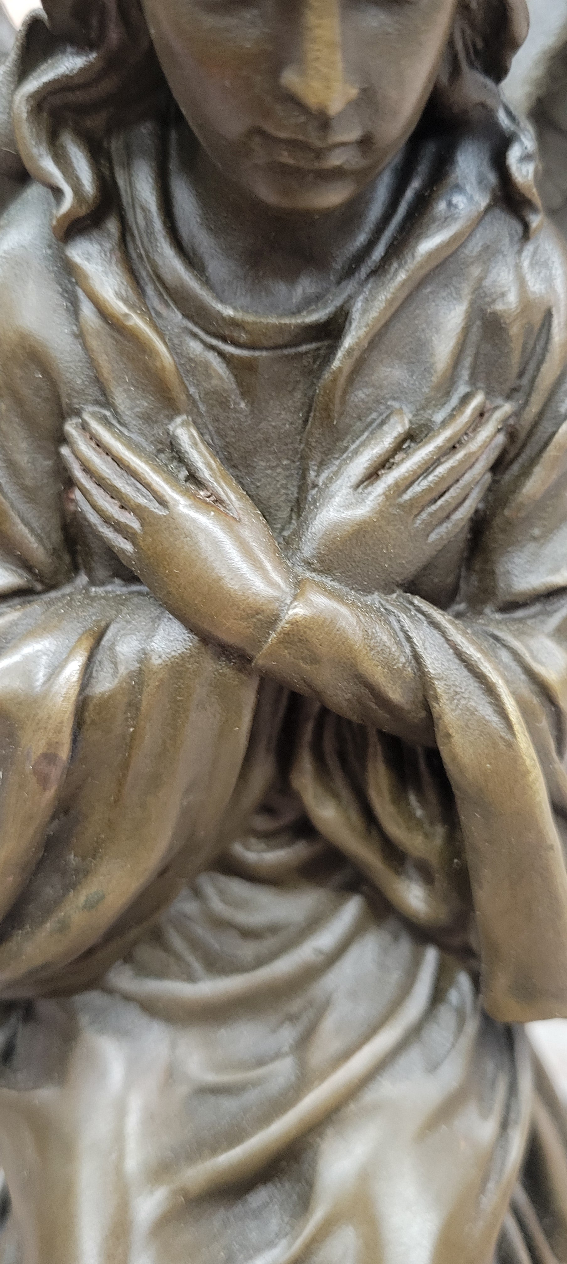 Art Nouveau Bronze Figure Praying Mourning Angel Signed Milo Angel Statue