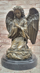 Art Nouveau Bronze Figure Praying Mourning Angel Signed Milo Angel Statue