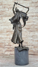 Warrior Princess Figure with Sword - Bronze on Marble Base