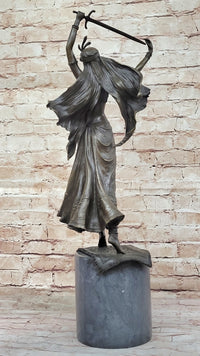 Warrior Princess Figure with Sword - Bronze on Marble Base