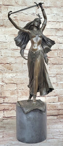Warrior Princess Figure with Sword - Bronze on Marble Base