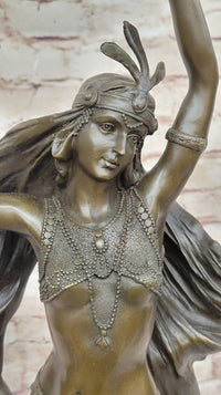 Warrior Princess Figure with Sword - Bronze on Marble Base