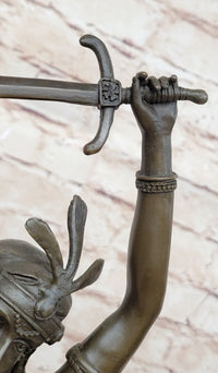 Warrior Princess Figure with Sword - Bronze on Marble Base
