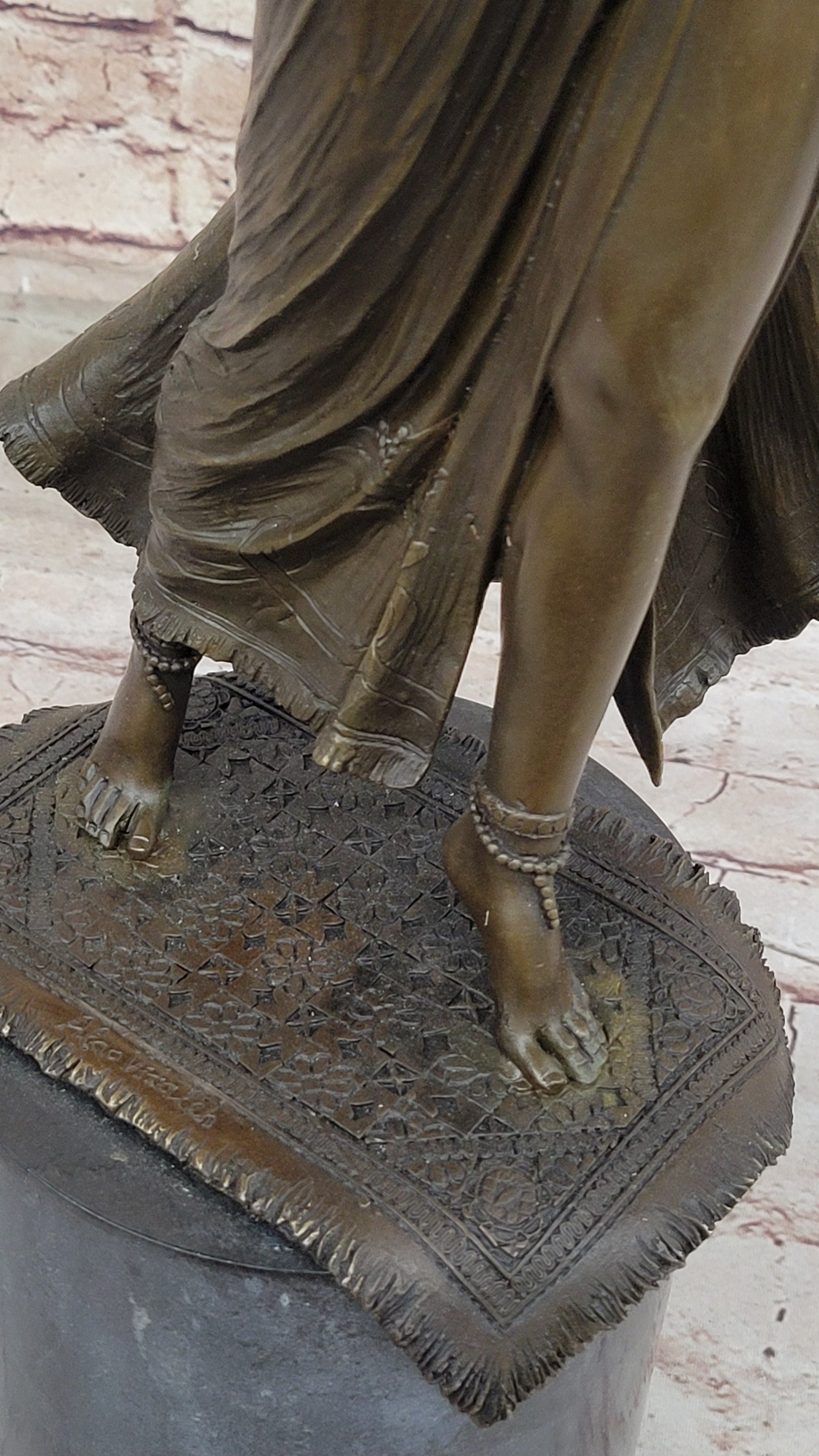 Warrior Princess Figure with Sword - Bronze on Marble Base
