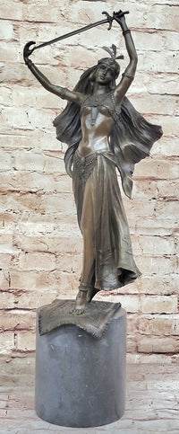 Warrior Princess Figure with Sword - Bronze on Marble Base
