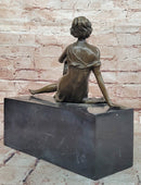 Signed Original Milo Art Nouveau Bronze Sculpture ''Woman with Tambourine'' Statue