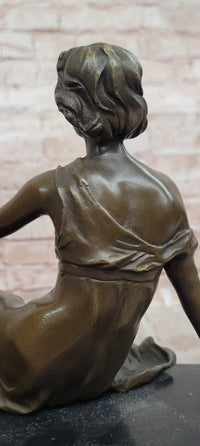 Signed Original Milo Art Nouveau Bronze Sculpture ''Woman with Tambourine'' Statue