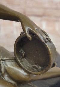 Signed Original Milo Art Nouveau Bronze Sculpture ''Woman with Tambourine'' Statue