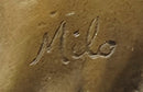Signed Original Milo Art Nouveau Bronze Sculpture ''Woman with Tambourine'' Statue
