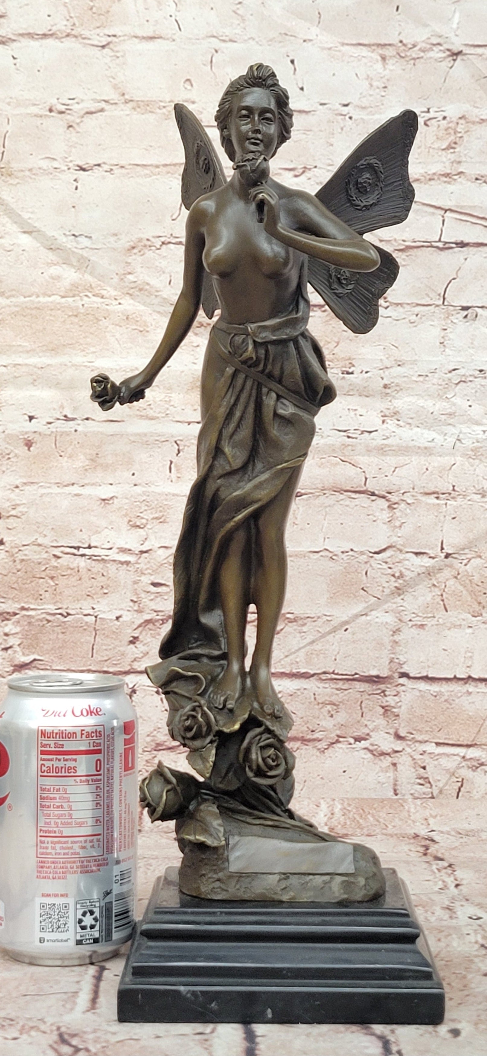 Butterfly Fairy Bronze Statue Sculpture Signed Cesaro Female Figurine Handmade