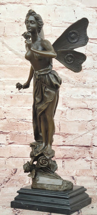 Butterfly Fairy Bronze Statue Sculpture Signed Cesaro Female Figurine Handmade