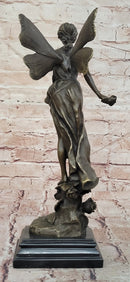 Butterfly Fairy Bronze Statue Sculpture Signed Cesaro Female Figurine Handmade