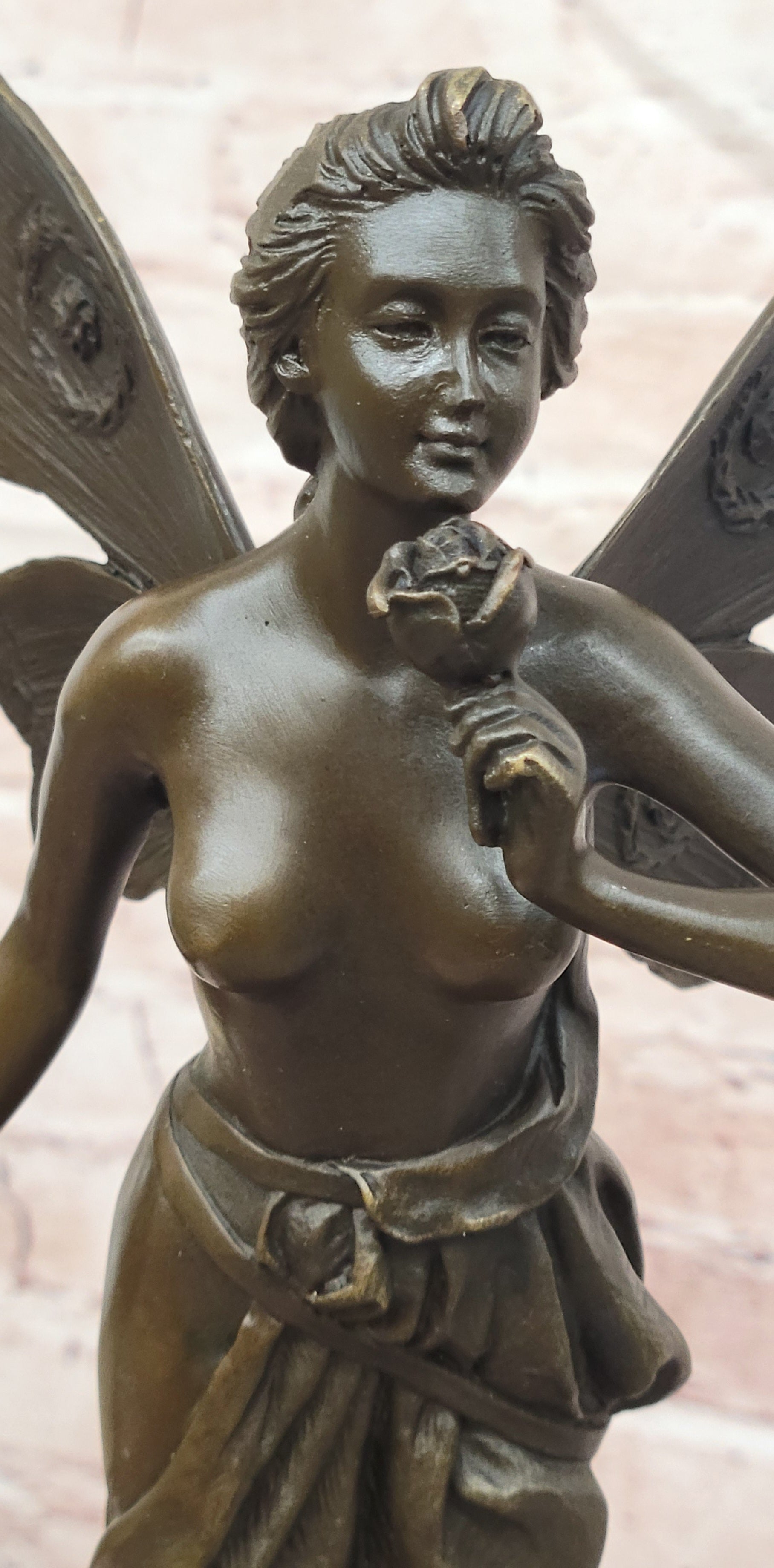 Butterfly Fairy Bronze Statue Sculpture Signed Cesaro Female Figurine Handmade