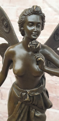 Butterfly Fairy Bronze Statue Sculpture Signed Cesaro Female Figurine Handmade