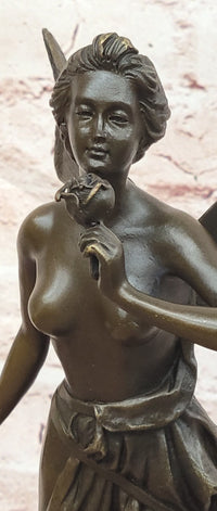 Butterfly Fairy Bronze Statue Sculpture Signed Cesaro Female Figurine Handmade