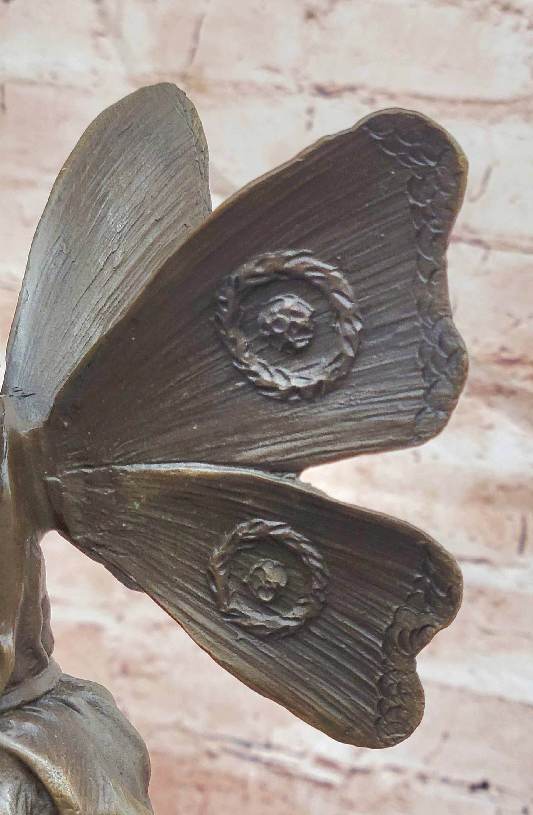 Butterfly Fairy Bronze Statue Sculpture Signed Cesaro Female Figurine Handmade