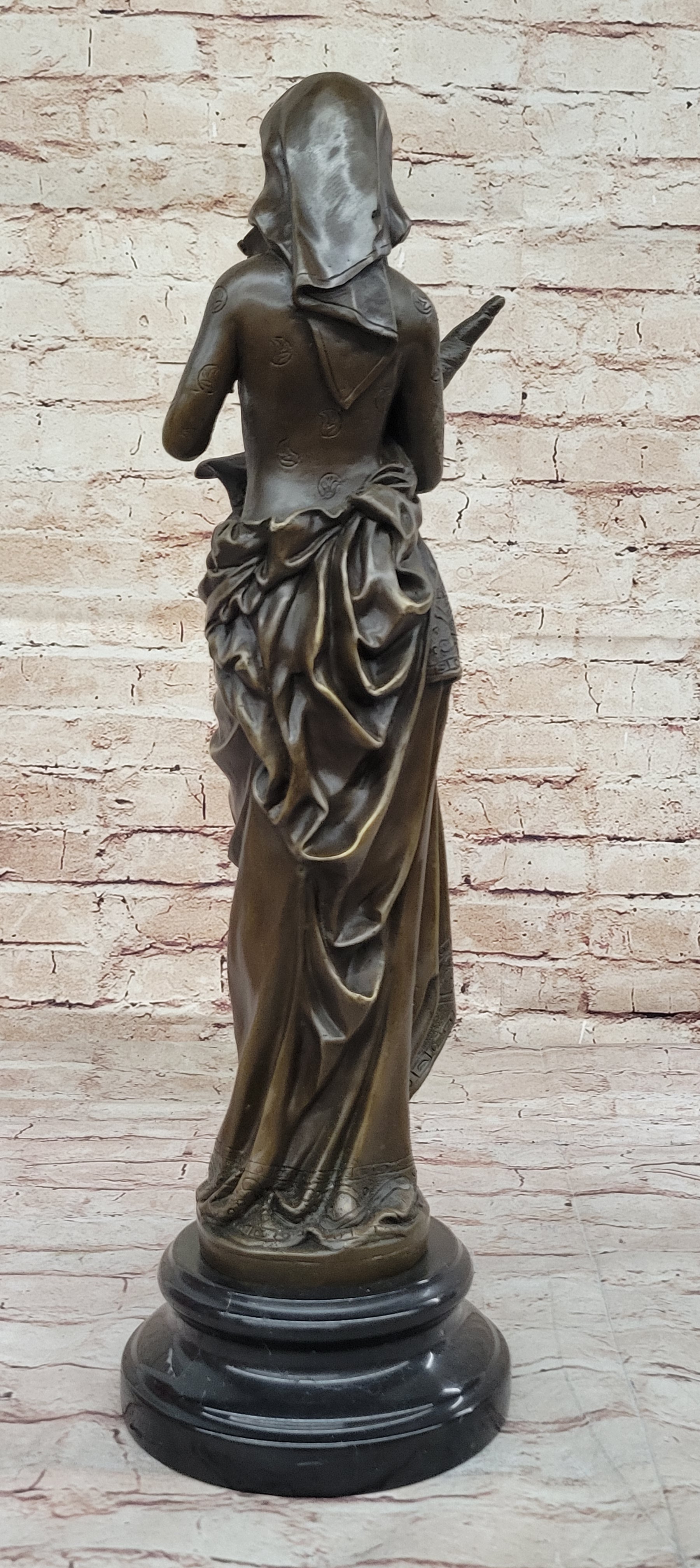 Bronze Fortuna Roman Goddess of Luck Lady Tykhe on Marble Base
