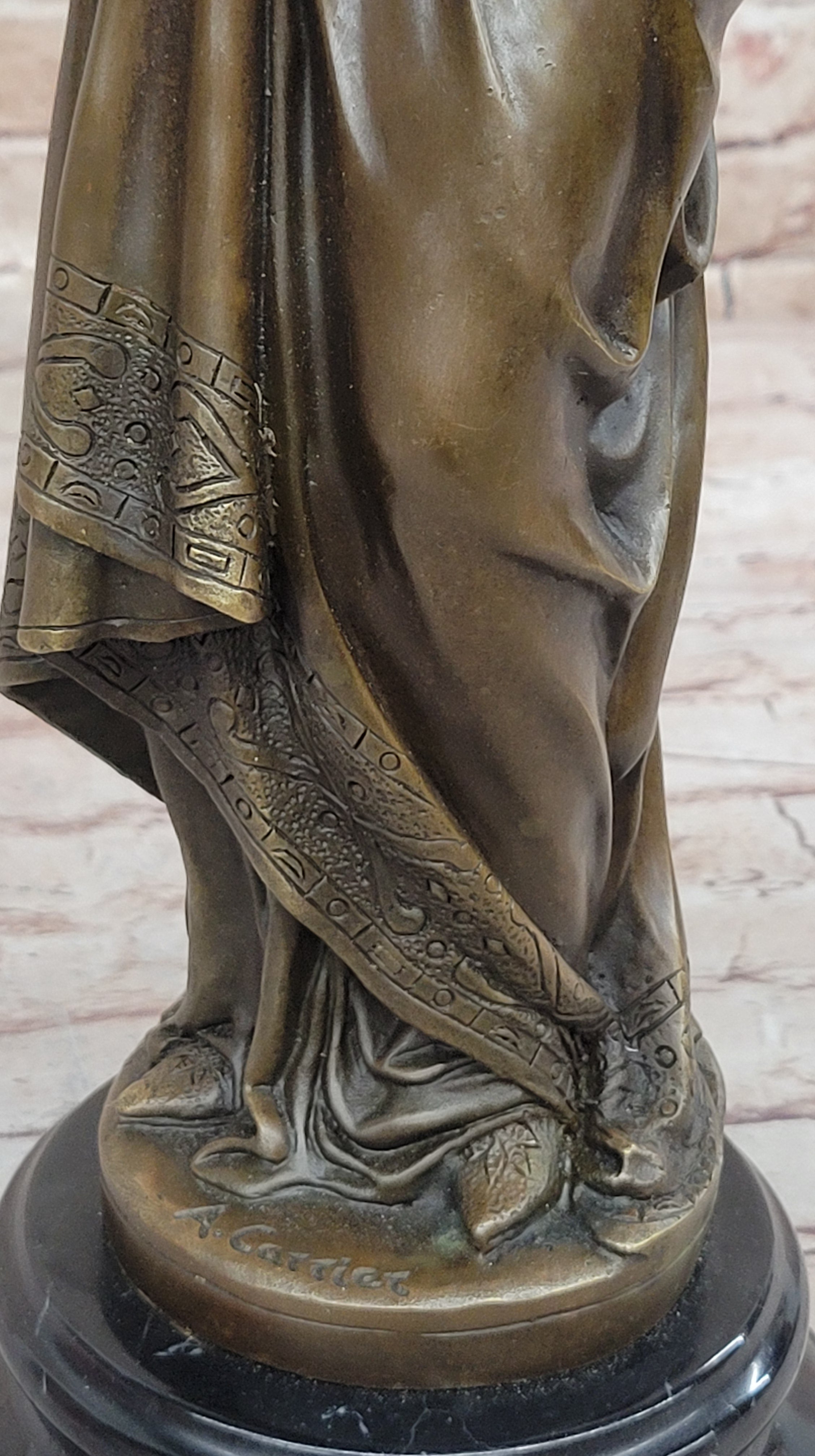 Bronze Fortuna Roman Goddess of Luck Lady Tykhe on Marble Base