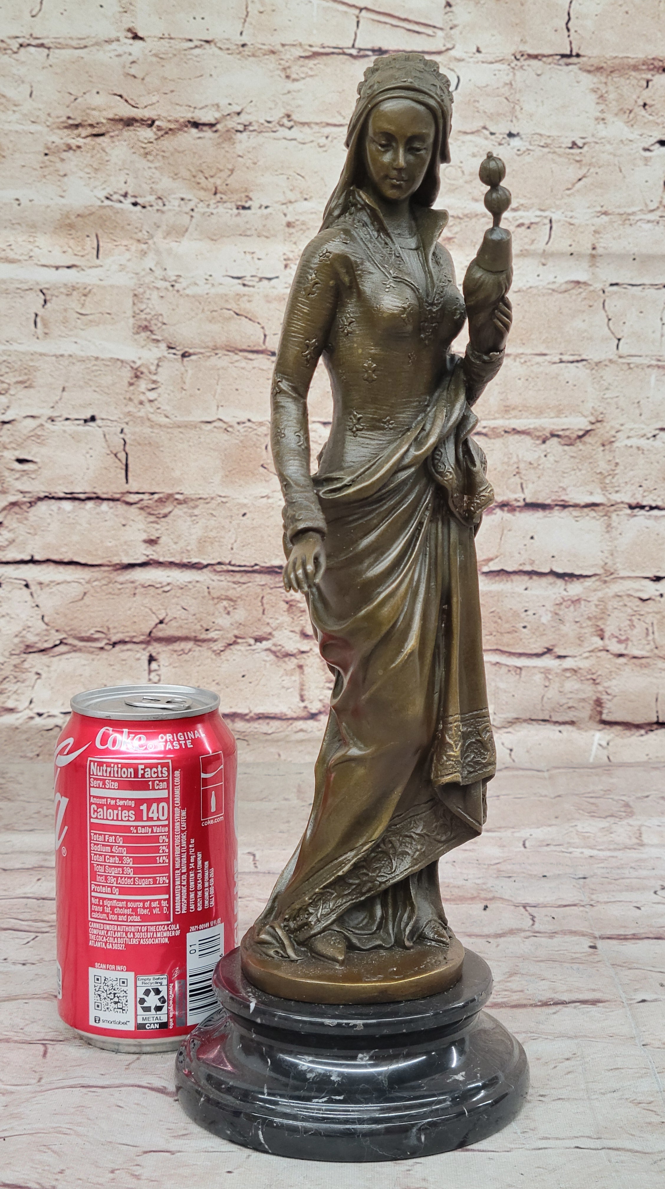 Signed Carrier Exquisite Maiden Bronze Sculpture Marble Base