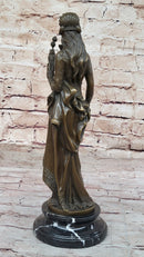 Signed Carrier Exquisite Maiden Bronze Sculpture Marble Base