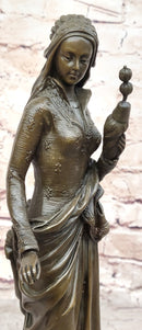 Signed Carrier Exquisite Maiden Bronze Sculpture Marble Base