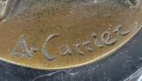 Signed Carrier Exquisite Maiden Bronze Sculpture Marble Base