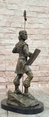 Signed Original Jean Patoue a Celtic Warrior Genuine Bronze Sculpture Statue