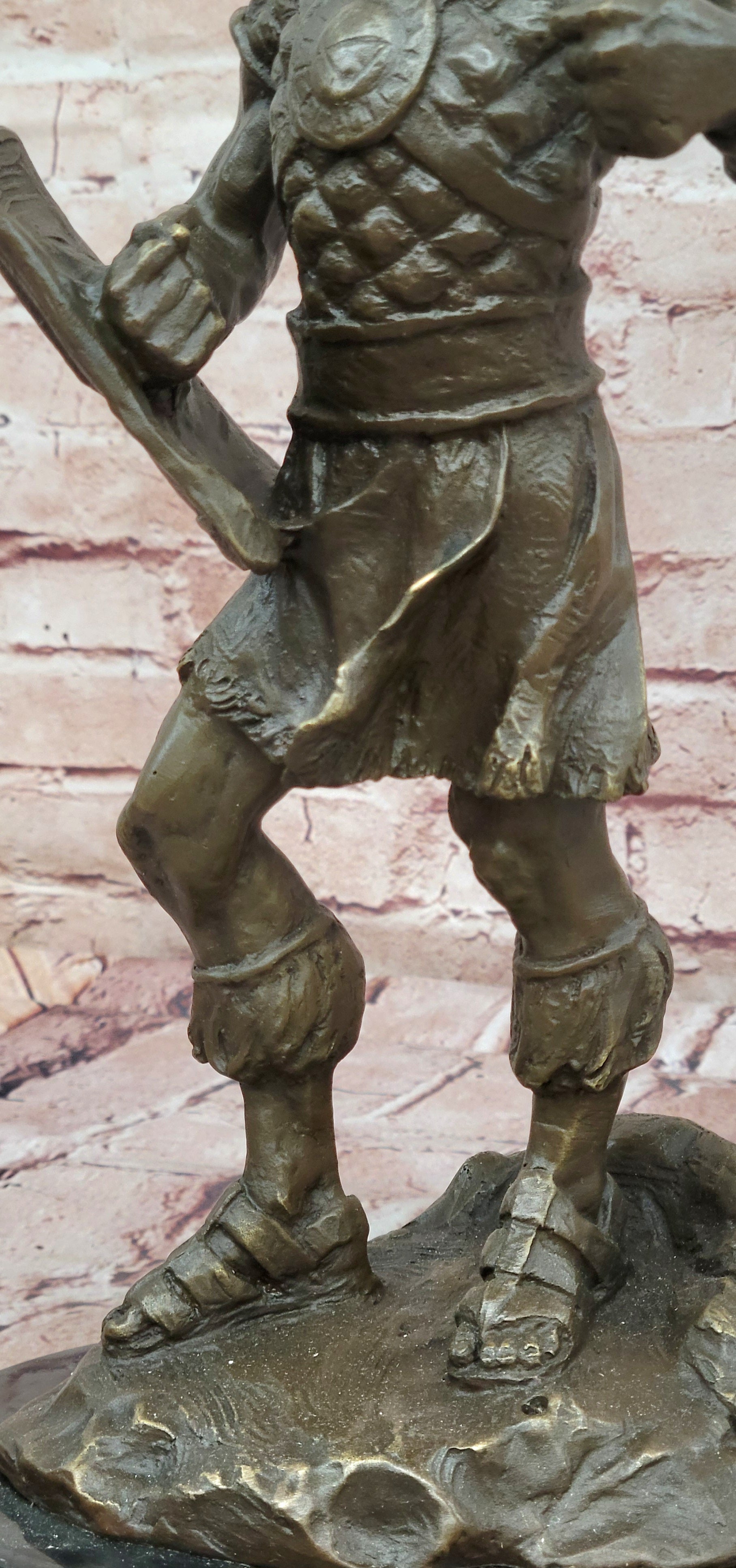 Signed Original Jean Patoue a Celtic Warrior Genuine Bronze Sculpture Statue