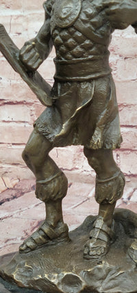 Signed Original Jean Patoue a Celtic Warrior Genuine Bronze Sculpture Statue