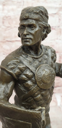 Signed Original Jean Patoue a Celtic Warrior Genuine Bronze Sculpture Statue