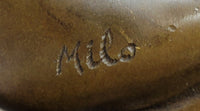 Nude Crouching Sexy Girl Hot Cast Bronze Sculpture by Milo on Marble Base