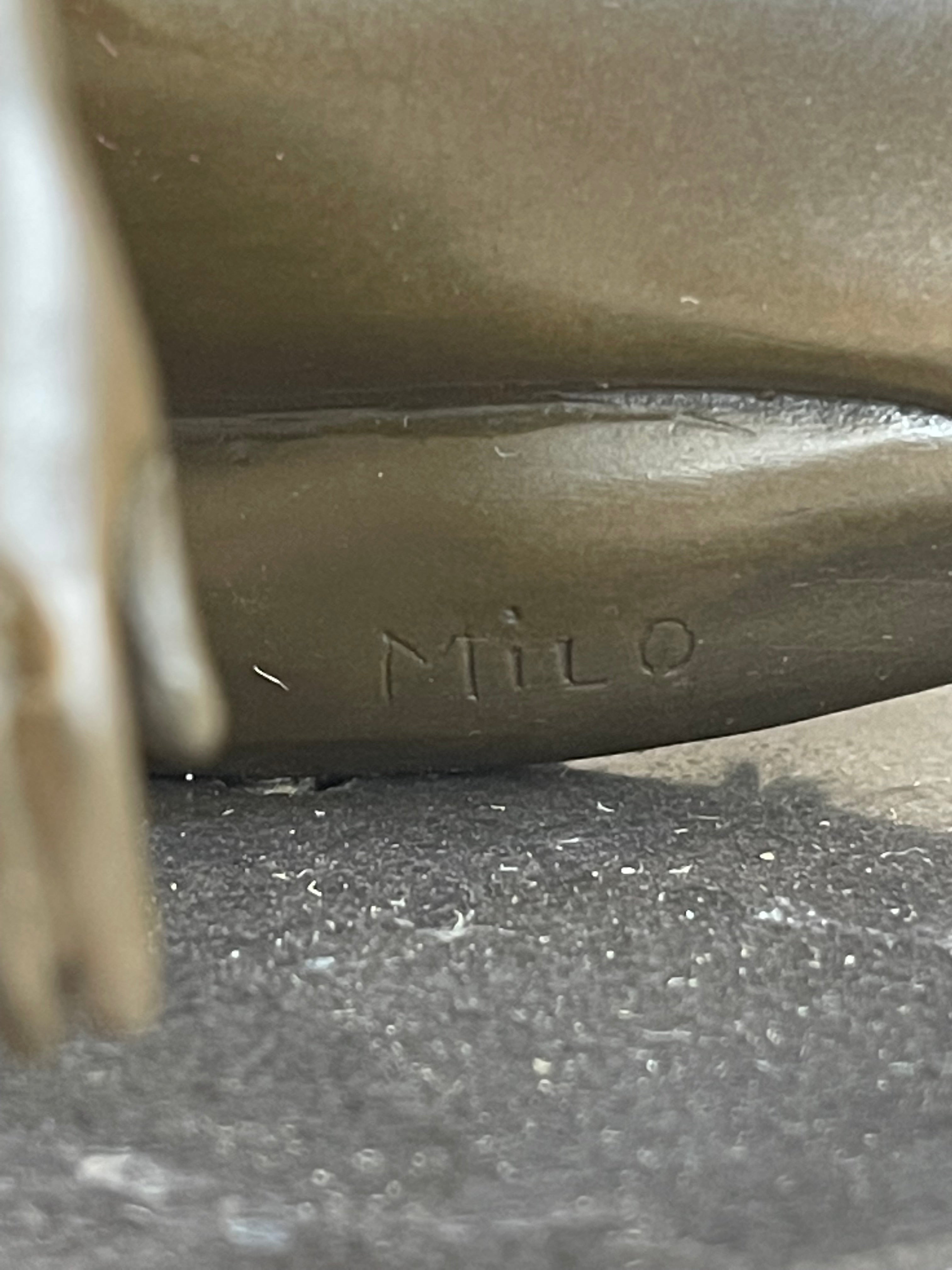 Crouching Sexy Nude Female Figure Signed Original Bronze Sculpture Statue on Marble Base