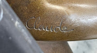 Sexy Nude Female Figure Sitting With Legs Crossed - Bronze Statue Sculpture on Marble Base