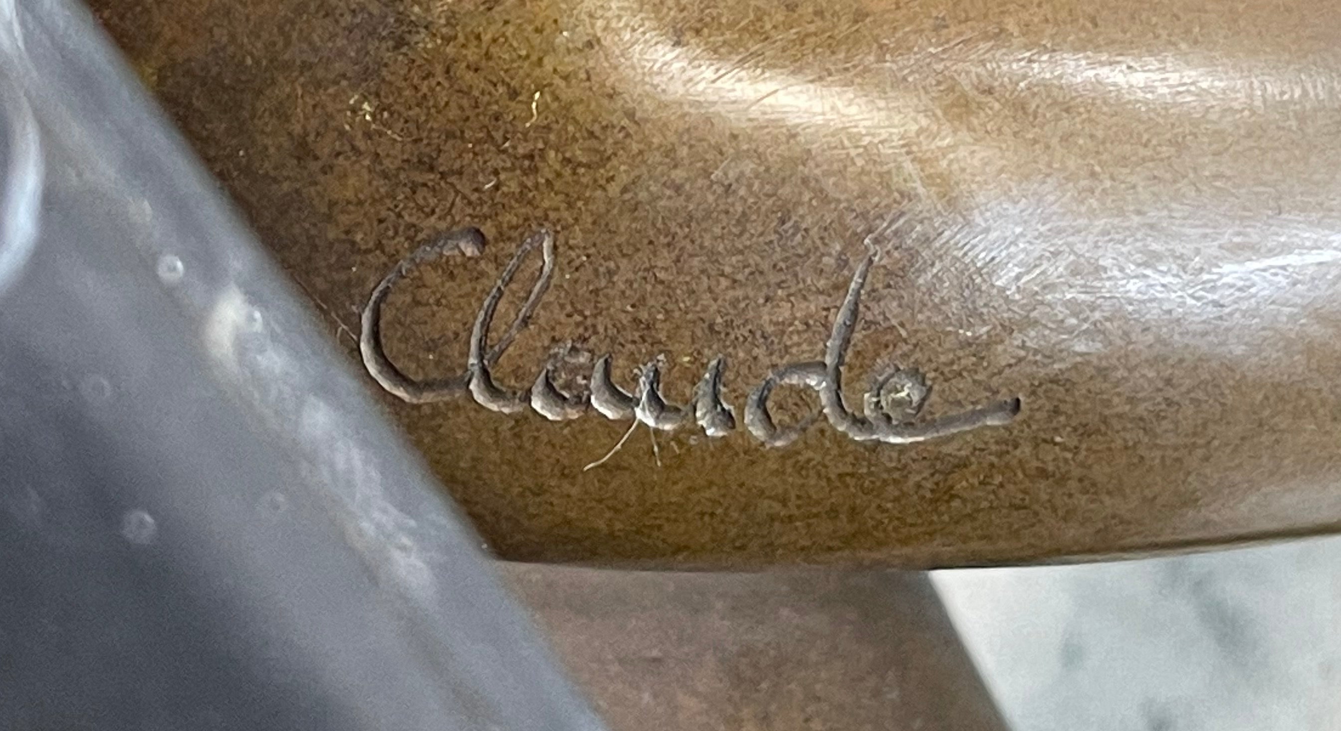 Sexy Nude Female Figure Sitting With Legs Crossed - Bronze Statue Sculpture on Marble Base