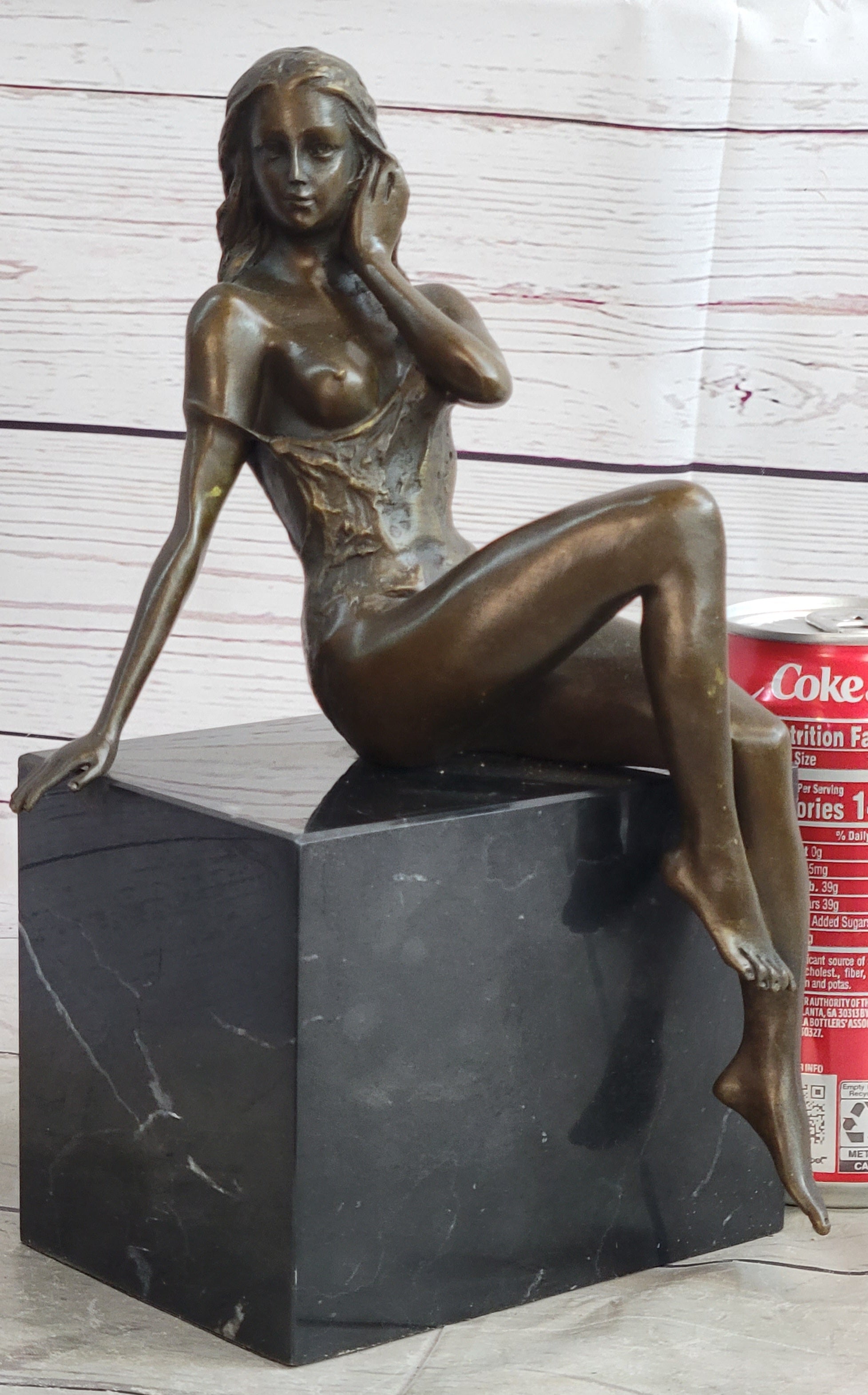 Signed Artwork by Italian Artist Mavchi Nude Naked Bronze Sculpture