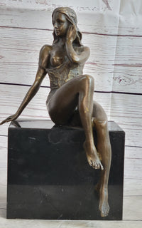 Signed Artwork by Italian Artist Mavchi Nude Naked Bronze Sculpture
