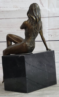 Signed Artwork by Italian Artist Mavchi Nude Naked Bronze Sculpture