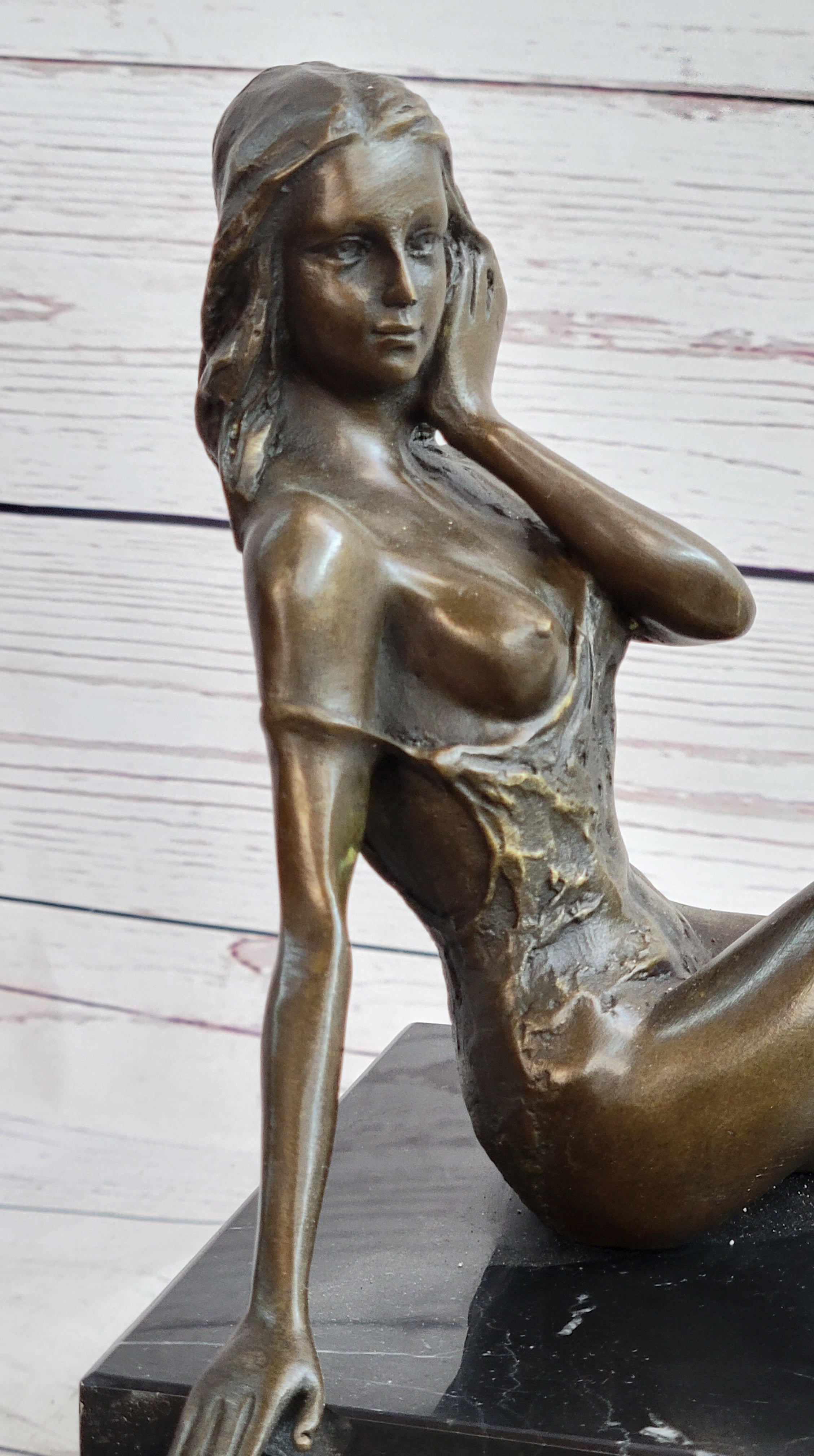 Signed Artwork by Italian Artist Mavchi Nude Naked Bronze Sculpture