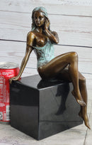 Special Patina Sexy Nude Woman Bronze Sculpture by Italian Artist Mavchi