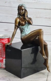 Special Patina Sexy Nude Woman Bronze Sculpture by Italian Artist Mavchi