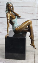 Special Patina Sexy Nude Woman Bronze Sculpture by Italian Artist Mavchi