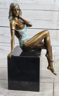 Special Patina Sexy Nude Woman Bronze Sculpture by Italian Artist Mavchi