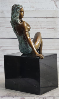 Special Patina Sexy Nude Woman Bronze Sculpture by Italian Artist Mavchi