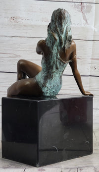 Special Patina Sexy Nude Woman Bronze Sculpture by Italian Artist Mavchi