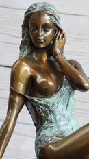 Special Patina Sexy Nude Woman Bronze Sculpture by Italian Artist Mavchi