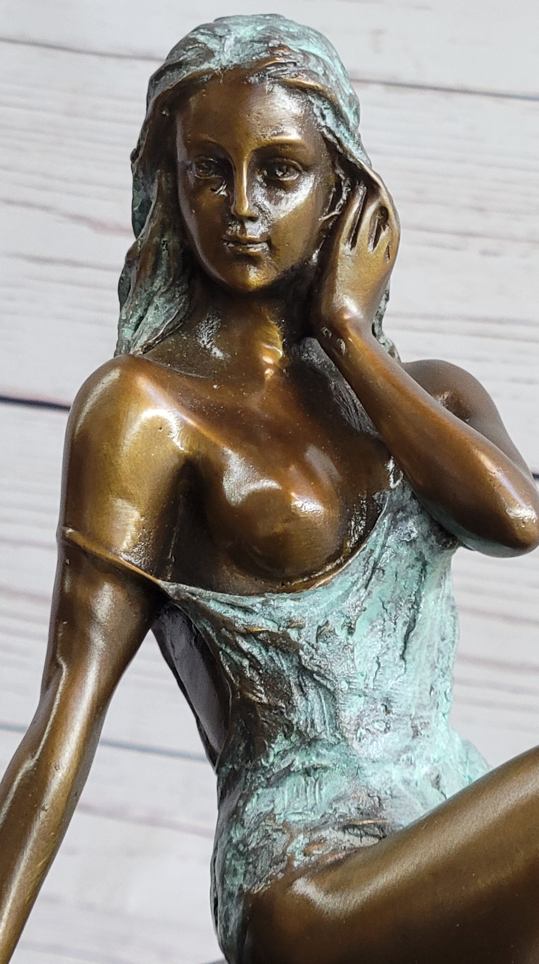 Special Patina Sexy Nude Woman Bronze Sculpture by Italian Artist Mavchi