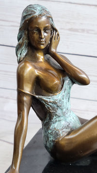 Special Patina Sexy Nude Woman Bronze Sculpture by Italian Artist Mavchi