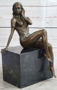 Signed Artwork by Italian Artist Mavchi Nude Naked Bronze Sculpture